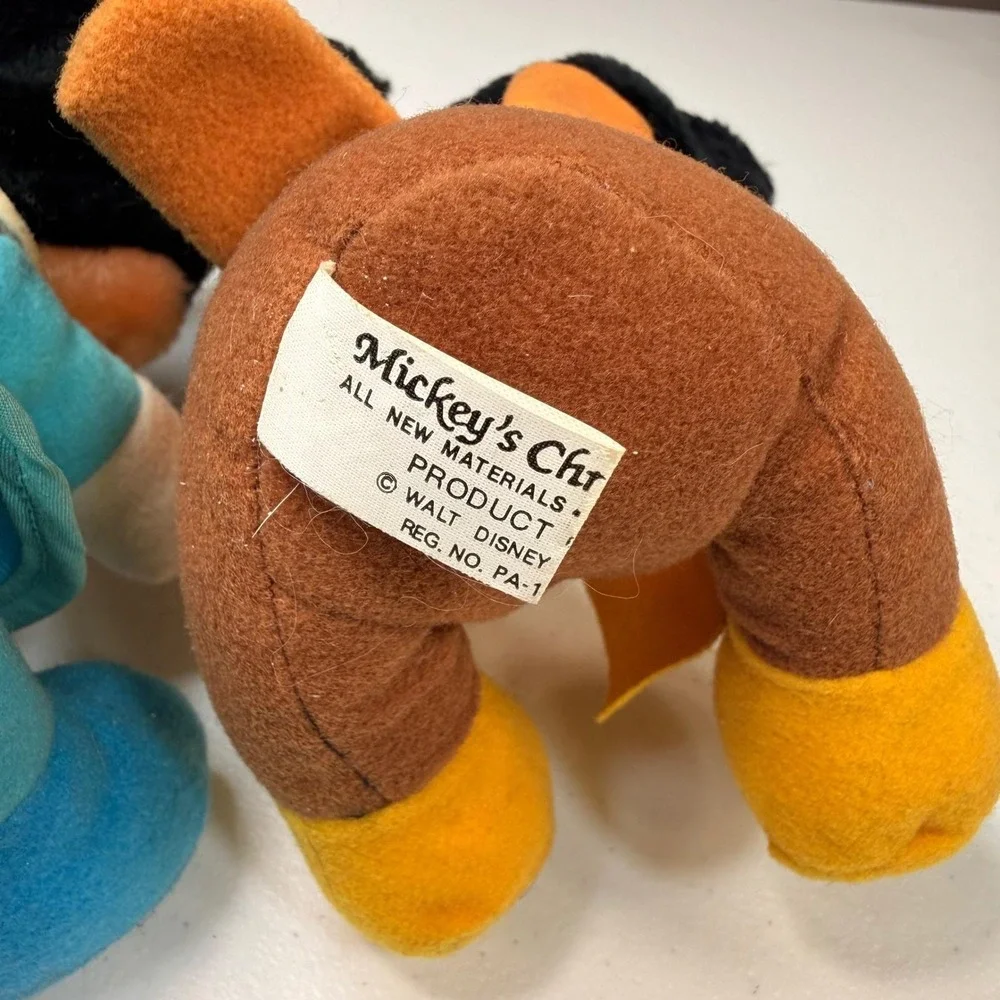 1983 Vintage Disney Mickey & Minnie Mouse Christmas Carol Plush Set Korea Rare
